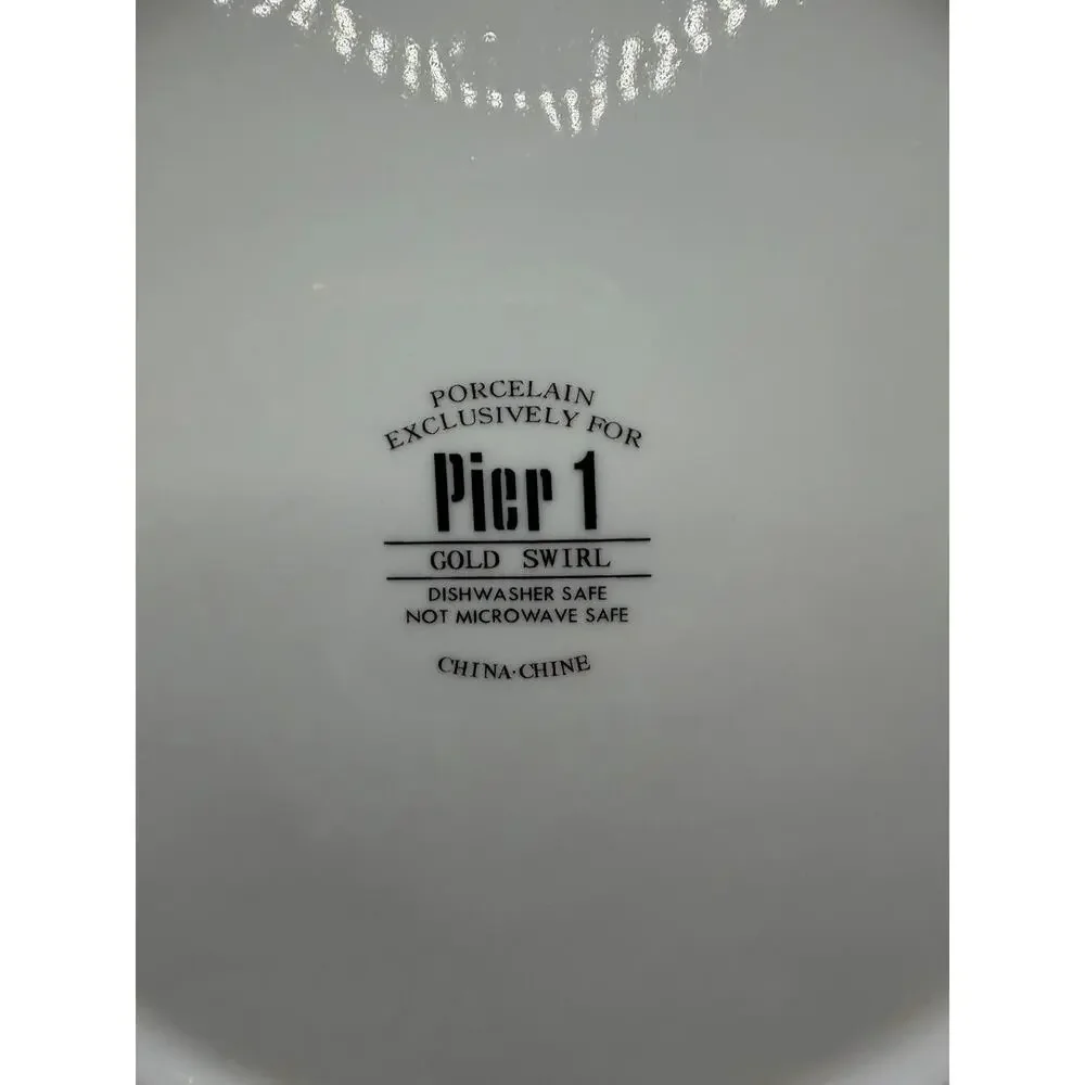 Pier 1 Gold Swirl Dinner Plates Set of 5 Retired White Porcelain
